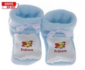 Avion rouge + prénom: Chausson bébé-su7.fr