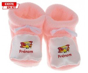 Avion rouge + prénom: Chausson bébé-su7.fr