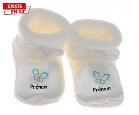 Papillon souriant (garçon) + prénom : Chausson bébé