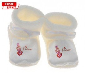 Coeurs + prénom: Chausson bébé-su7.fr