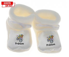 Moto et style1 + prénom: Chausson bébé-su7.fr