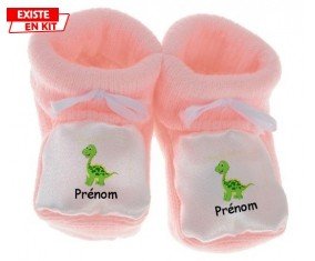 Dinosaure + prénom: Chausson bébé-su7.fr