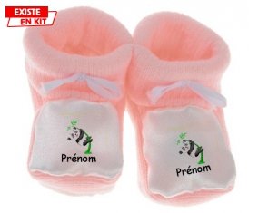 Panda style1 + prénom: Chausson bébé-su7.fr