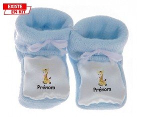 Girafe style1 + prénom: Chausson bébé-su7.fr
