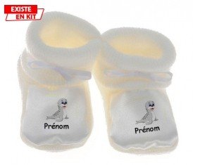 Phoque + prénom: Chausson bébé-su7.fr