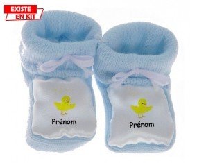 Poussin + prénom: Chausson bébé-su7.fr