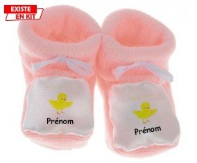 Poussin + prénom: Chausson bébé-su7.fr