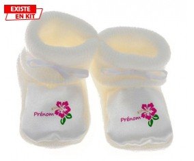 Fleur guadeloupe + prénom: Chausson bébé-su7.fr