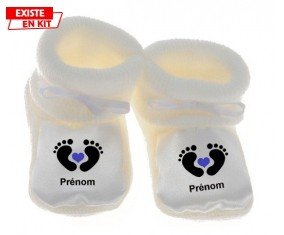 Pied cœur (garçon) + prénom: Chausson bébé-su7.fr