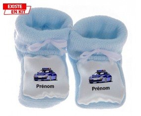 Voiture de police style1 + prénom: Chausson bébé-su7.fr