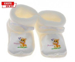 Chat papillon style1 + prénom: Chausson bébé-su7.fr