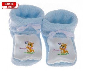 Chat papillon style1 + prénom: Chausson bébé-su7.fr