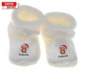 Hibou de noël + prénom: Chausson bébé-su7.fr