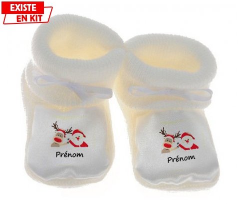 Chausson Bebe Personnalise Renne Et Pere Noel Prenom Chausson Bebe Personnalise Renne Et Pere Noel Prenom
