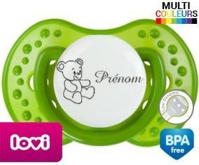 Ourson style 1 + prénom : Sucette LOVI Dynamic personnalisée