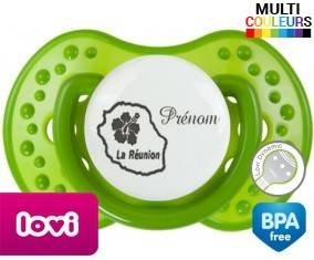 Ile de la réunion + prénom : Sucette LOVI Dynamic personnalisée