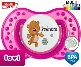 Ourson joyeux + prénom: Sucette LOVI Dynamic-su7.fr
