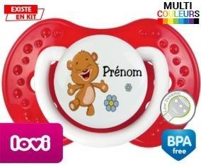 Ourson joyeux + prénom: Sucette LOVI Dynamic-su7.fr