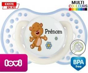 Ourson joyeux + prénom: Sucette LOVI Dynamic-su7.fr