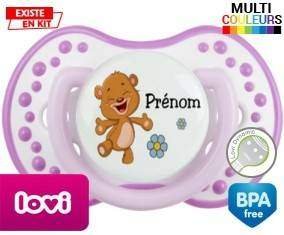 Ourson joyeux + prénom: Sucette LOVI Dynamic-su7.fr