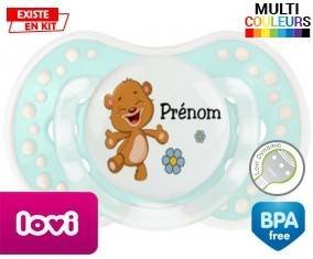 Ourson joyeux + prénom: Sucette LOVI Dynamic-su7.fr