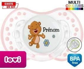 Ourson joyeux + prénom: Sucette LOVI Dynamic-su7.fr