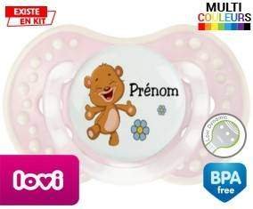 Ourson joyeux + prénom: Sucette LOVI Dynamic-su7.fr