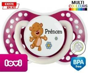 Ourson joyeux + prénom: Sucette LOVI Dynamic-su7.fr