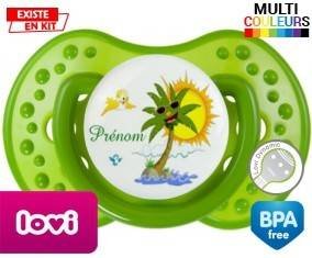 Palmier style2 + prénom : Tétine LOVI Dynamic personnalisée