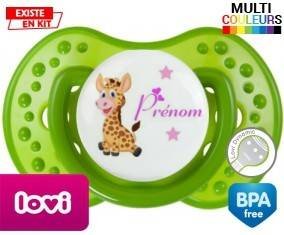 Girafe style1 + prénom : Sucette LOVI Dynamic personnalisée