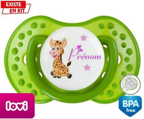 Girafe style1 + prénom: Sucette LOVI Dynamic-su7.fr