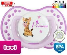 Girafe style1 + prénom: Sucette LOVI Dynamic-su7.fr