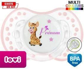 Girafe style1 + prénom: Sucette LOVI Dynamic-su7.fr