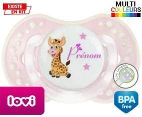 Girafe style1 + prénom: Sucette LOVI Dynamic-su7.fr