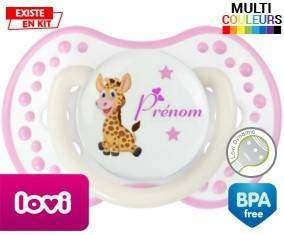 Girafe style1 + prénom: Sucette LOVI Dynamic-su7.fr