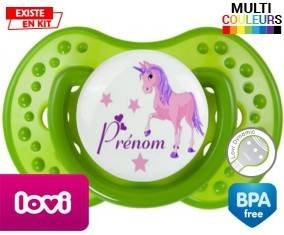 Licorne style1 + prénom: Sucette LOVI Dynamic-su7.fr