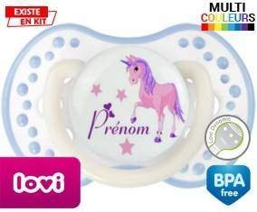 Licorne style1 + prénom: Sucette LOVI Dynamic-su7.fr