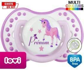 Licorne style1 + prénom: Sucette LOVI Dynamic-su7.fr