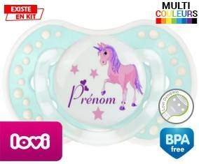 Licorne style1 + prénom: Sucette LOVI Dynamic-su7.fr