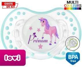 Licorne style1 + prénom: Sucette LOVI Dynamic-su7.fr