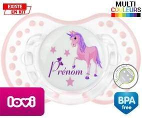 Licorne style1 + prénom: Sucette LOVI Dynamic-su7.fr