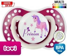 Licorne style1 + prénom: Sucette LOVI Dynamic-su7.fr