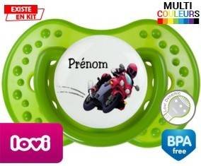 Moto style2 + prénom : Sucette LOVI Dynamic personnalisée