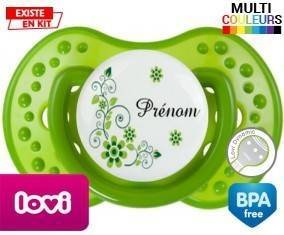 Fleur verte + prénom: Sucette LOVI Dynamic-su7.fr