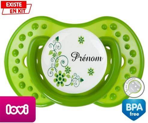 Fleur verte + prénom: Sucette LOVI Dynamic-su7.fr