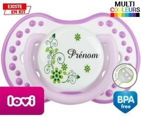 Fleur verte + prénom: Sucette LOVI Dynamic-su7.fr