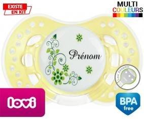 Fleur verte + prénom: Sucette LOVI Dynamic-su7.fr