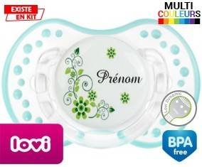 Fleur verte + prénom: Sucette LOVI Dynamic-su7.fr