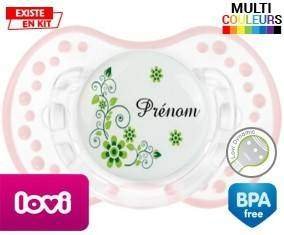 Fleur verte + prénom: Sucette LOVI Dynamic-su7.fr