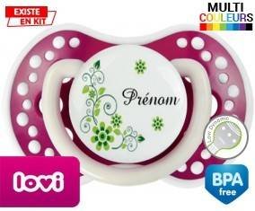 Fleur verte + prénom: Sucette LOVI Dynamic-su7.fr